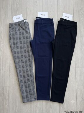 Lot of 3 Amazon Essentials Stretch Pull-On Pants – Size Large Short (Black, Navy